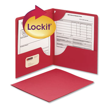 Smead® Lockit Two-pocket Folder, Textured Paper, 100-sheet Capacity, 11 X 8.5, Red, 25-box freeshipping - TVN Wholesale